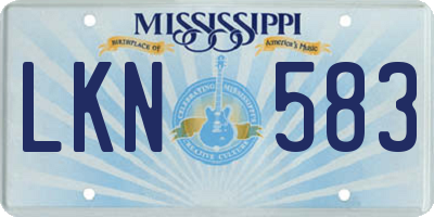 MS license plate LKN583