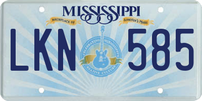 MS license plate LKN585