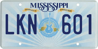 MS license plate LKN601