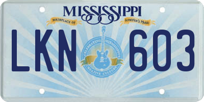 MS license plate LKN603