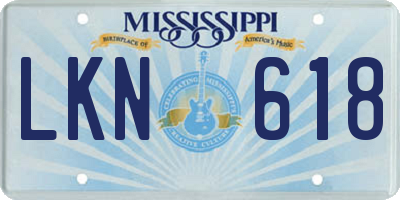 MS license plate LKN618