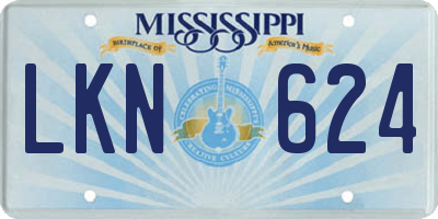 MS license plate LKN624