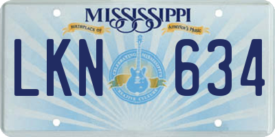 MS license plate LKN634