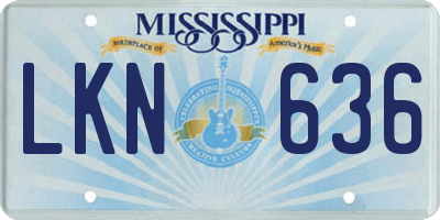 MS license plate LKN636