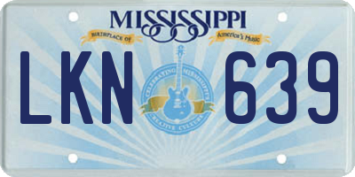 MS license plate LKN639