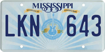 MS license plate LKN643