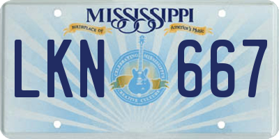 MS license plate LKN667