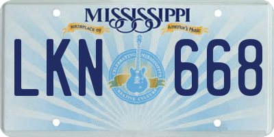MS license plate LKN668