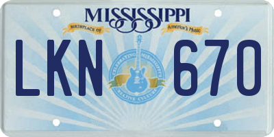 MS license plate LKN670