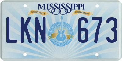 MS license plate LKN673