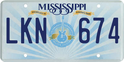 MS license plate LKN674