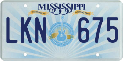 MS license plate LKN675