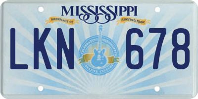 MS license plate LKN678