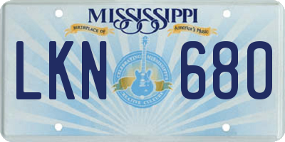 MS license plate LKN680