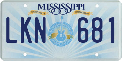 MS license plate LKN681