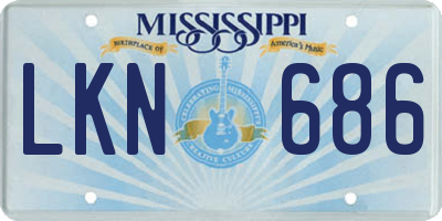MS license plate LKN686