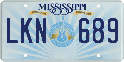 MS license plate LKN689