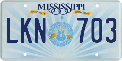 MS license plate LKN703