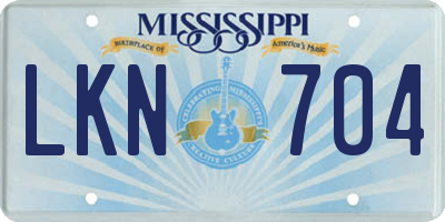 MS license plate LKN704