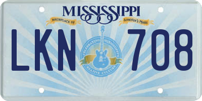 MS license plate LKN708