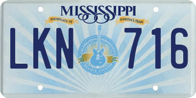 MS license plate LKN716