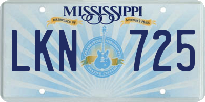 MS license plate LKN725