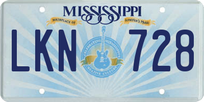 MS license plate LKN728