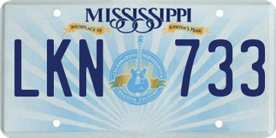 MS license plate LKN733