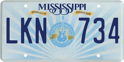 MS license plate LKN734