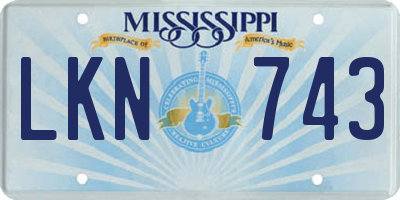 MS license plate LKN743