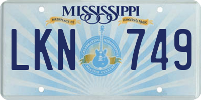 MS license plate LKN749