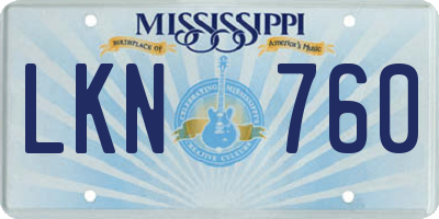 MS license plate LKN760