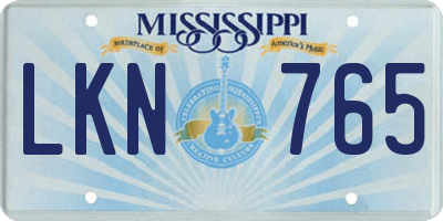MS license plate LKN765