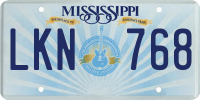 MS license plate LKN768
