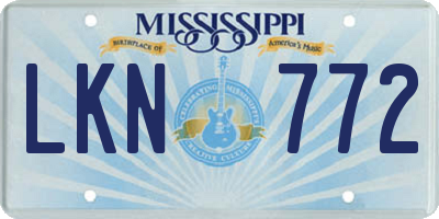 MS license plate LKN772