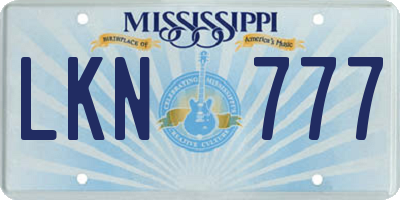 MS license plate LKN777
