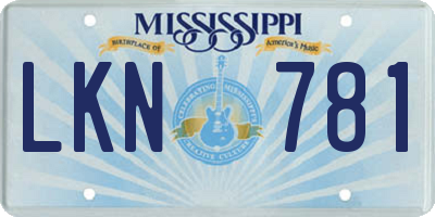 MS license plate LKN781