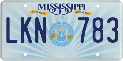 MS license plate LKN783