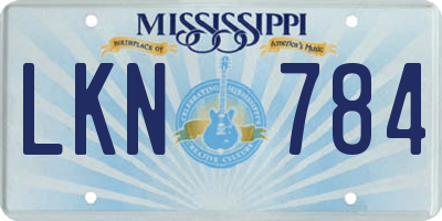 MS license plate LKN784