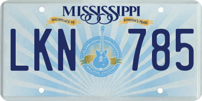 MS license plate LKN785