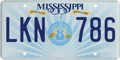 MS license plate LKN786