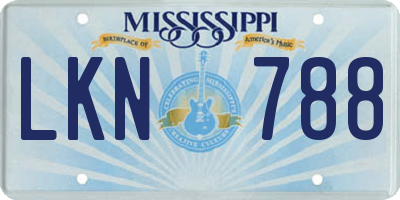 MS license plate LKN788