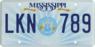MS license plate LKN789