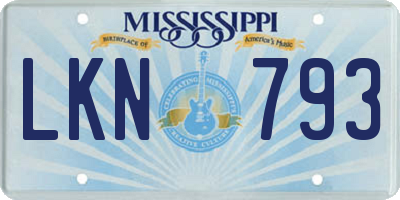MS license plate LKN793