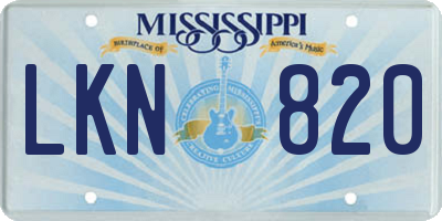 MS license plate LKN820