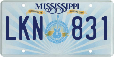 MS license plate LKN831