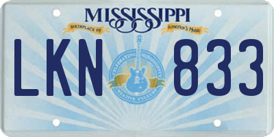 MS license plate LKN833