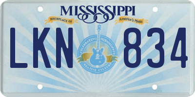 MS license plate LKN834