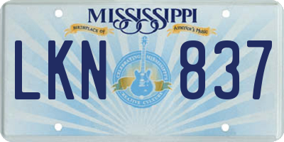 MS license plate LKN837