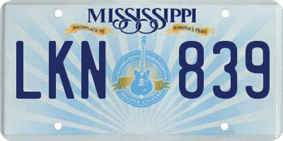 MS license plate LKN839